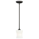 Vaxcel - Vaxcel P0095 Poirot - One Light Mini-Pendant - Shade Included: YesPoirot One Light Min New Bronze Etched Wh *UL Approved: YES Energy Star Qualified: n/a ADA Certified: n/a  *Number of Lights: Lamp: 1-*Wattage:100w Medium bulb(s) *Bulb Included:No *Bulb Type:Medium *Finish Type:New Bronze