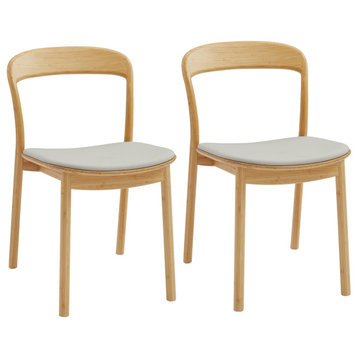 Hanna Dining Chair Leather Seat, Wheat, Set of 2