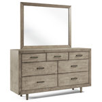 Abbyson Living - Karen Mid-Century Wood Dresser and Mirror, Grey - Complete the mid-century-modern design of your bedroom with this Abbyson dresser and mirror set. The grey finish on the rectangular wooden frame, sleek antique-style drawer pulls, and tapered legs elevate the sophisticated look of your bedroom. Boasting a matching mirror for coordinated charm, this dresser features seven drawers to store clothing or bedding.
