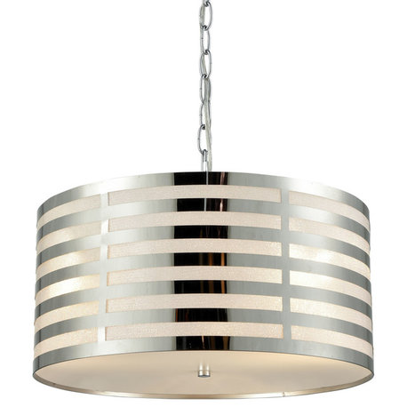 Metal Drum Modern Pendant Lighting Kitchen Chrome Finish