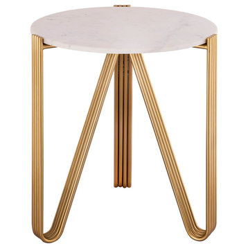 Aya Marble Side Table - Gold