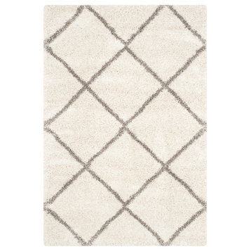 Safavieh Hudson Shag Collection SGH281 Rug, Ivory/Grey, 6' X 9'