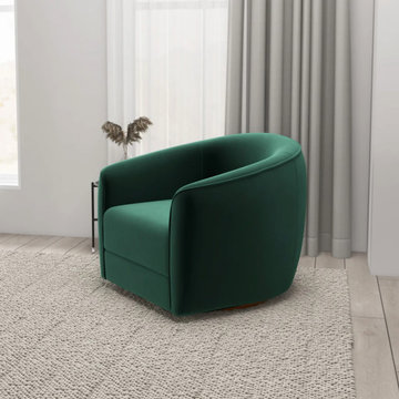 Dark Green Velvet Swivel Chair