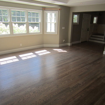 NISSEQUOGUE: 2 1/4" RED OAK W/ CUSTOM GREY BLEND STAIN + BONA TRAFFIC HD SATIN
