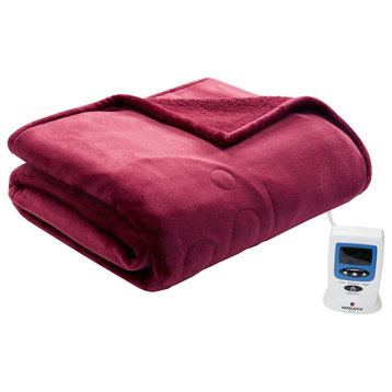 100% Polyester Solid Knitted Microlight Heated Blanket,WR54-1756
