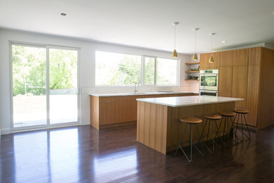 Example of a mid-century modern kitchen design in Other