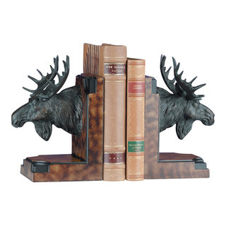 Moose Bookends - Rustic - Bookends - by Lodgeandcabins | Houzz
