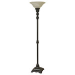 StyleCraft Home Collection - Madison Bronze Torchiere Lamp White Glass Shade - Accent your decor with this lovely Floor Lamp.