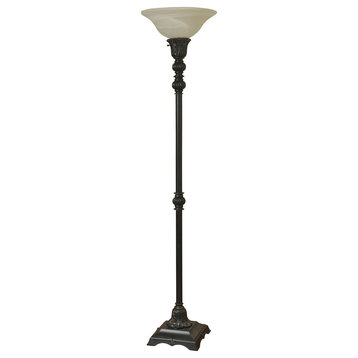 Madison Bronze Torchiere Lamp White Glass Shade