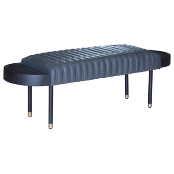 Zhara Bench with genuine buffalo leather seat