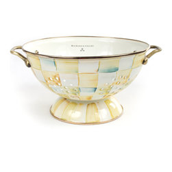 Parchment Check Enamel Colander - Large | MacKenzie-Childs - Colanders And Strainers