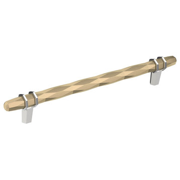 Amerock London Cabinet Pull, Golden Champagne/Polished Chrome, 8" Center-to-Cent