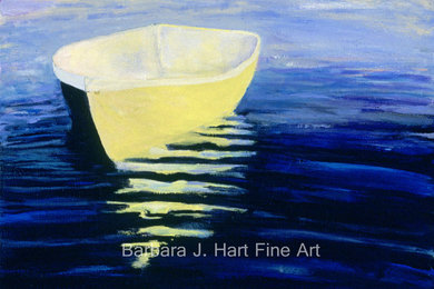 Yellow Boat in Calm Water by Barbara J. Hart