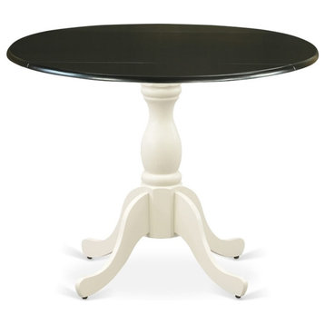 DST-BLW-TP - Dining Table - Black Table Top and Linen White Pedestal Leg Finish