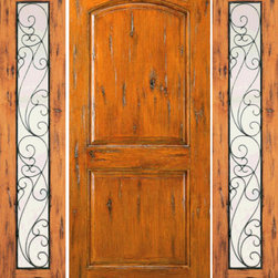 Door with Two Sidelites Exterior Prehung Knotty Alder, Full Lite - Front Doors