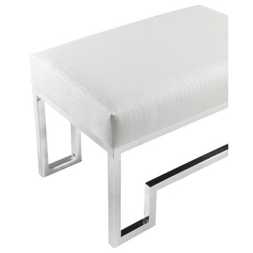 Laurence Stool, Silver and White, Polish Steel