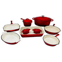 Le Chef 13-Piece All Enameled Cast Iron Cherry Cookware Set