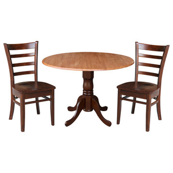 42 in. Dual Drop Leaf Table with 2 Ladder Back Dining Chairs