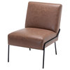 Tufted Armless Accent Chair, Multiple Colors , Brown Faux Leather Without Pintuck