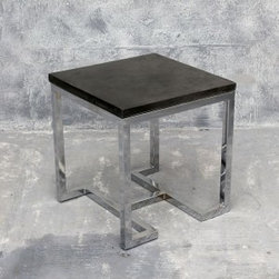 Alexa Side Table with Stone Cast Top and a Chrome Plated Base - Side Tables And End Tables