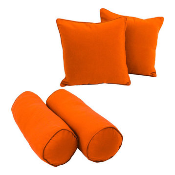 Solid Twill Throw Pillows With Inserts, 4-Piece Set, Tangerine Dream