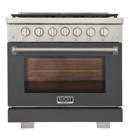 Professional 36" 5.2 cu.ft. Gas Range, Two 21K Power Burners, Gray, Liquid Propane