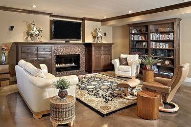 Family room - contemporary family room idea in Calgary