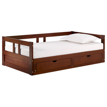 Melody Twin to King Extendable Day Bed, Storage, Chestnut