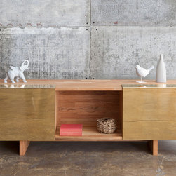 LAXseries Polished Brass 3X Shelf - Entertainment Centers And Tv Stands