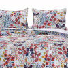 Benzara BM218895 Twin Size 2 Piece Quilt Set with Floral Prints, Multicolor