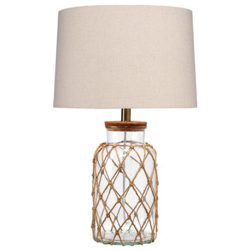 Casual Jute Rope Wrapped Glass Jar Fillable Table Lamp 24in Beach Coastal Filler