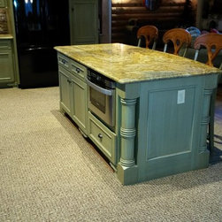 Custom Island with Microwave - Kitchen Cabinetry