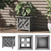 Lattice Design Planter Box 15.5" Square Decorative Outdoor Flower or Plant Pot, Gray
