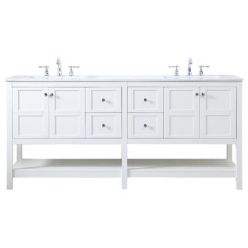 Elegant Decor VF16472DWH 72 inch Double Bathroom Vanity in White