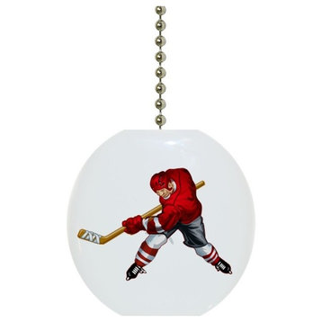 Red Hockey Player Ceiling Fan Pull
