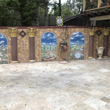 Dogs Playing by a Path - Mosaic Wall Art I Mozaico