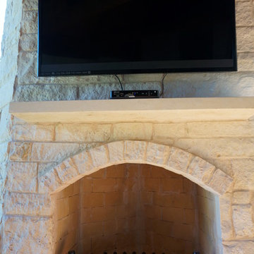 Round Rock, TX, Covered Patio with Cozy Corner Fireplace
