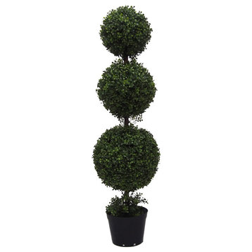 Vickerman 4' Artificial Potted Triple Ball Green Boxwood Topiary