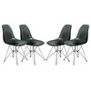 Leisuremod Cresco Molded Eiffel Base Dining Chair, Set of 4, Transparent Black
