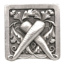 Inviting Home Inc. - Leafy Carrot Knobs, Antique-Style Pewter - Cabinet And Drawer Knobs