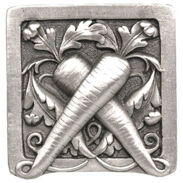 Leafy Carrot Knobs, Antique-Style Pewter