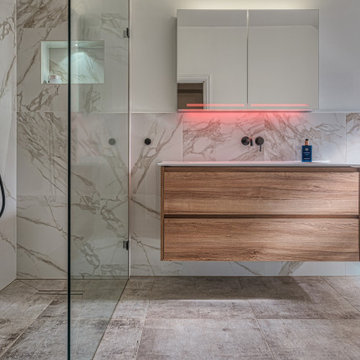 Modern family bathroom with jacuzzi bath