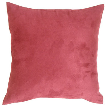 Pillow Decor - 18 x 18 Royal Suede Pink Throw Pillow