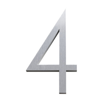 Modern Font House Number, Brushed, 6", Number 4, Contemporary Font