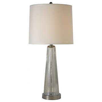One Light Polished Chrome Fiber Shade Reeded Clear Glass Table lamp
