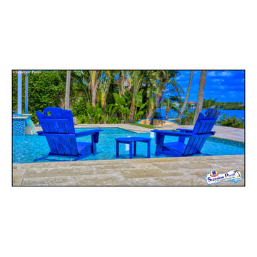 Bennett Nokomis, FL Custom Court Yard Swimming Pool & Spa With Raise Beach Area.