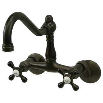KS3225AX 6" Adjustable Center Wall Mount Kitchen Faucet, Oil Rubbed Bronze