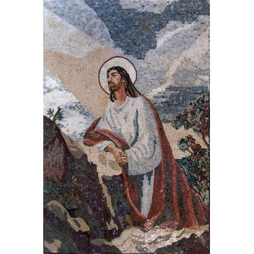 Jesus Contemplating The Cosmos Mosaic, 28"x41"