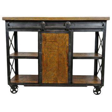 Industrial Wood & Iron Caster Cabinet