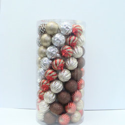 Martha Stewart Living Shatter-Resistant Ornaments Red, Gold, Brown 101 Pieces - - Christmas Ornaments